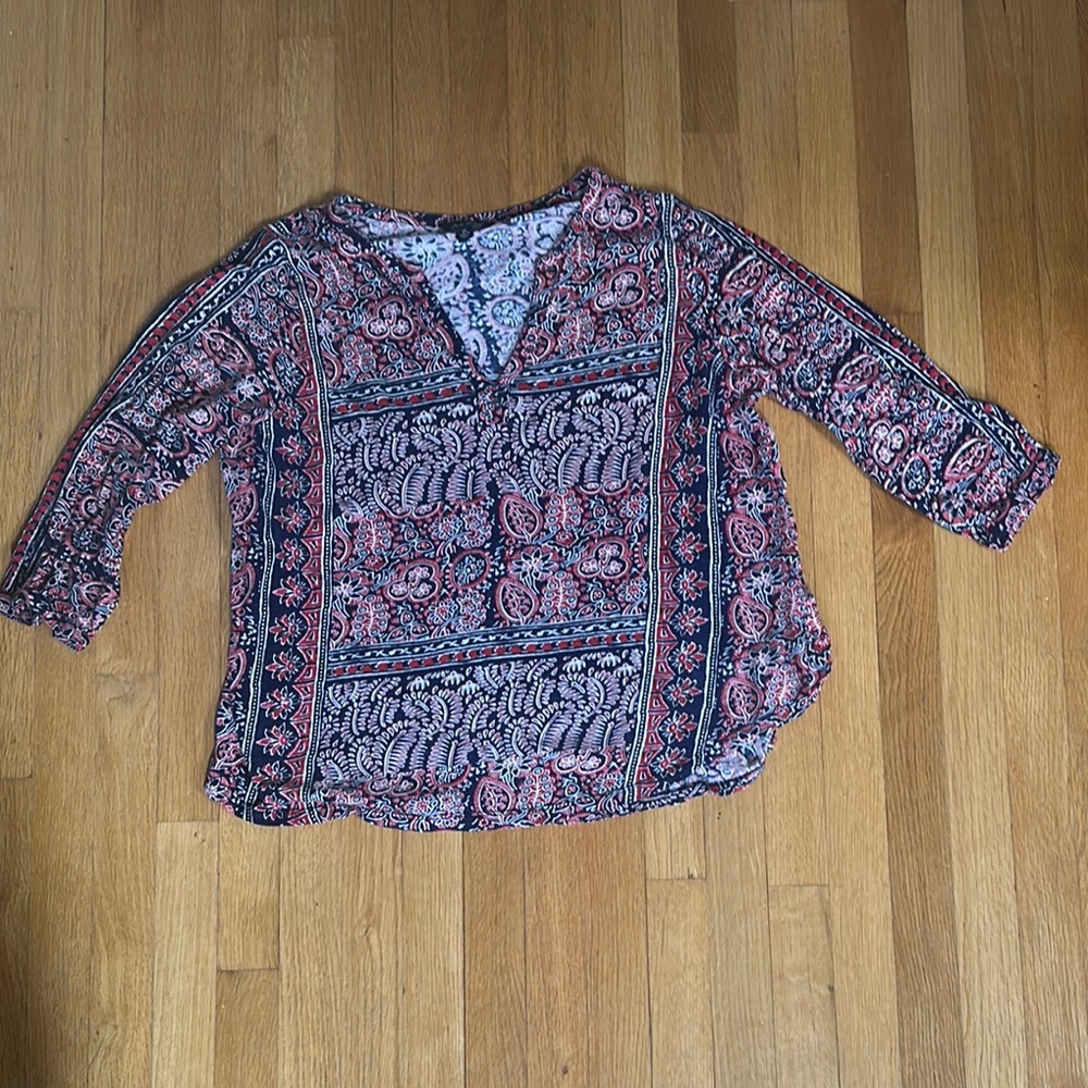 Lucky Brand Red and Blue Relaxed Blouse
